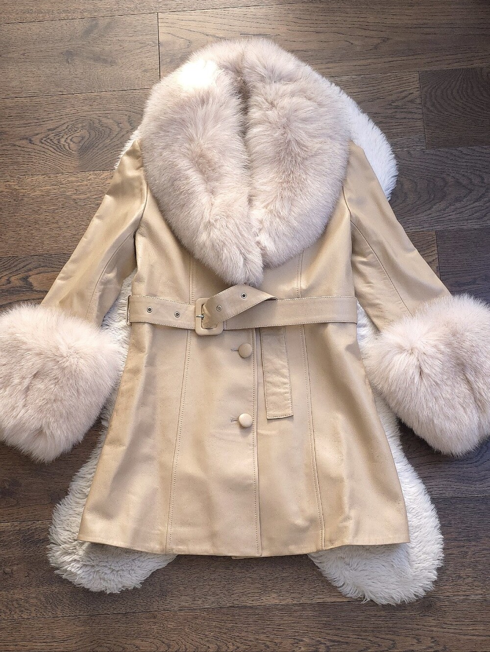 Susanna Chow Fox Fur Leather Penny Lane Coat Jacket